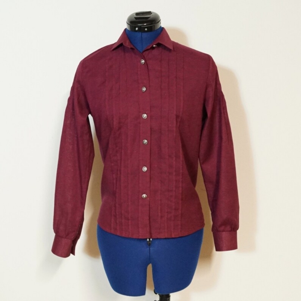 Vintage Austrian dark red cotton blouse